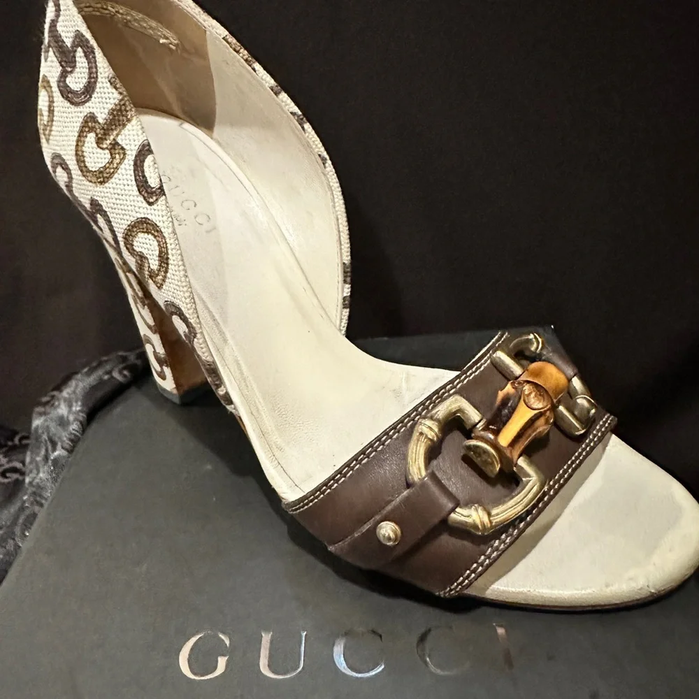 Relived Sand Tess, Senna Horsebit Bamboo MD/Lifford Gucci Heels -Accept offers. - Picture 2 of 7